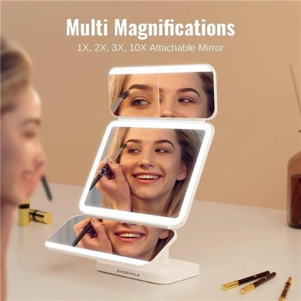 Rechargeable 5000mAh Lighted Makeup Mirror,1X/2X/3X/10X Magnifying Vanity Mirror
